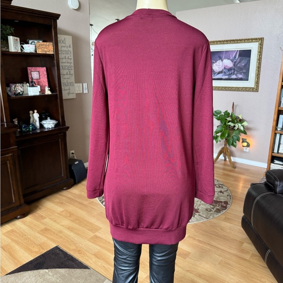 Simple Fun red long sleeve cardigan w/pockets-size M - Picture 9 of 9